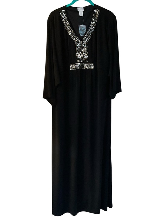 Chico's Dresses & Skirts - Chico’s Black Embellished Caftan Maxi Dress Beaded V-Neck Evening Gown Size 2